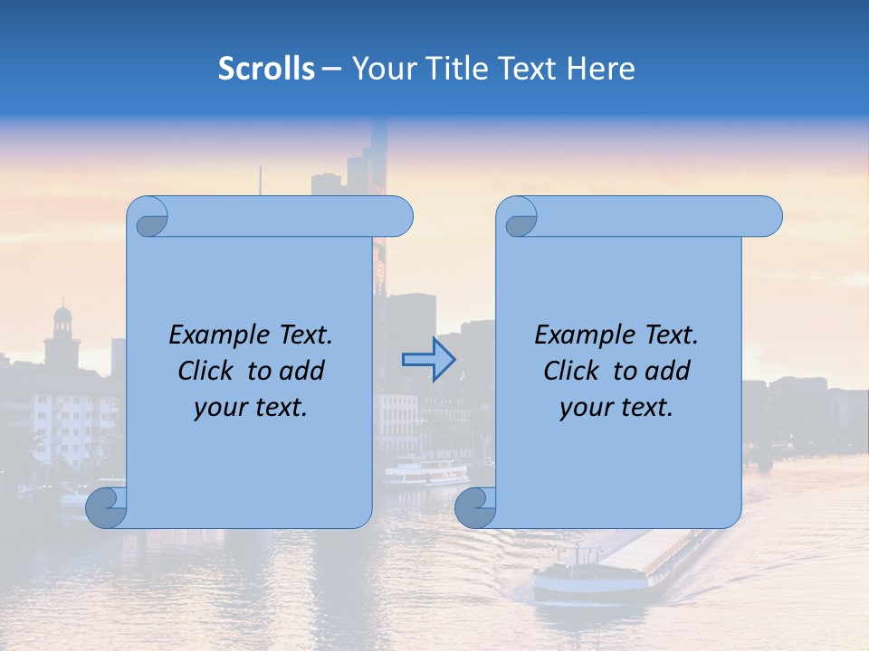 A Boat Traveling Down A River With A City In The Background PowerPoint Template