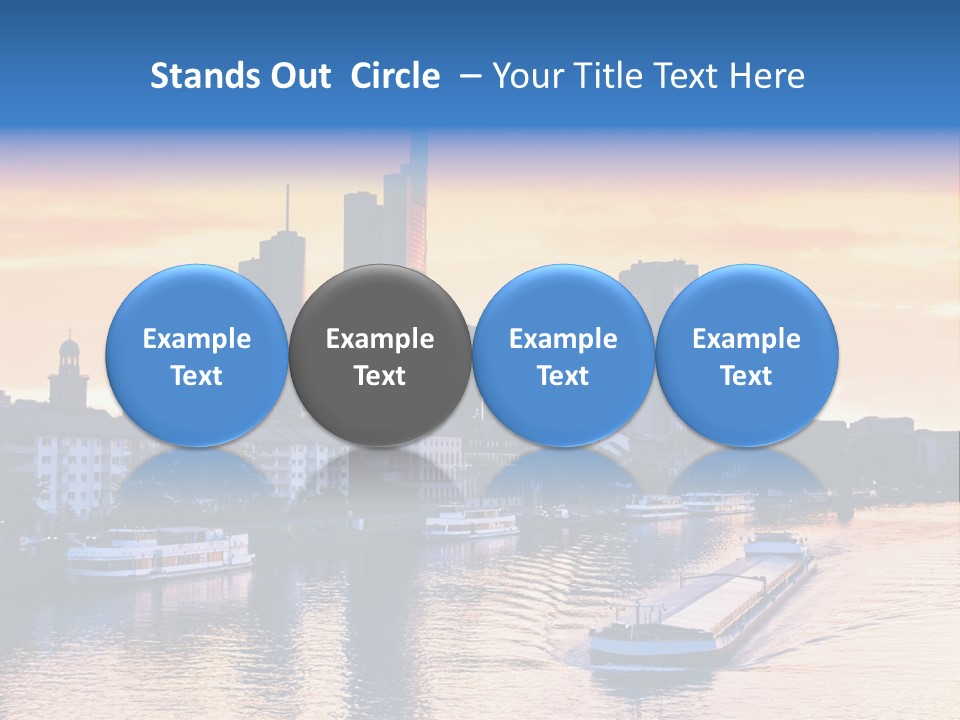 A Boat Traveling Down A River With A City In The Background PowerPoint Template