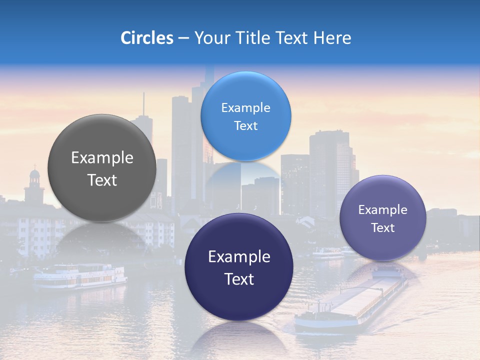 A Boat Traveling Down A River With A City In The Background PowerPoint Template