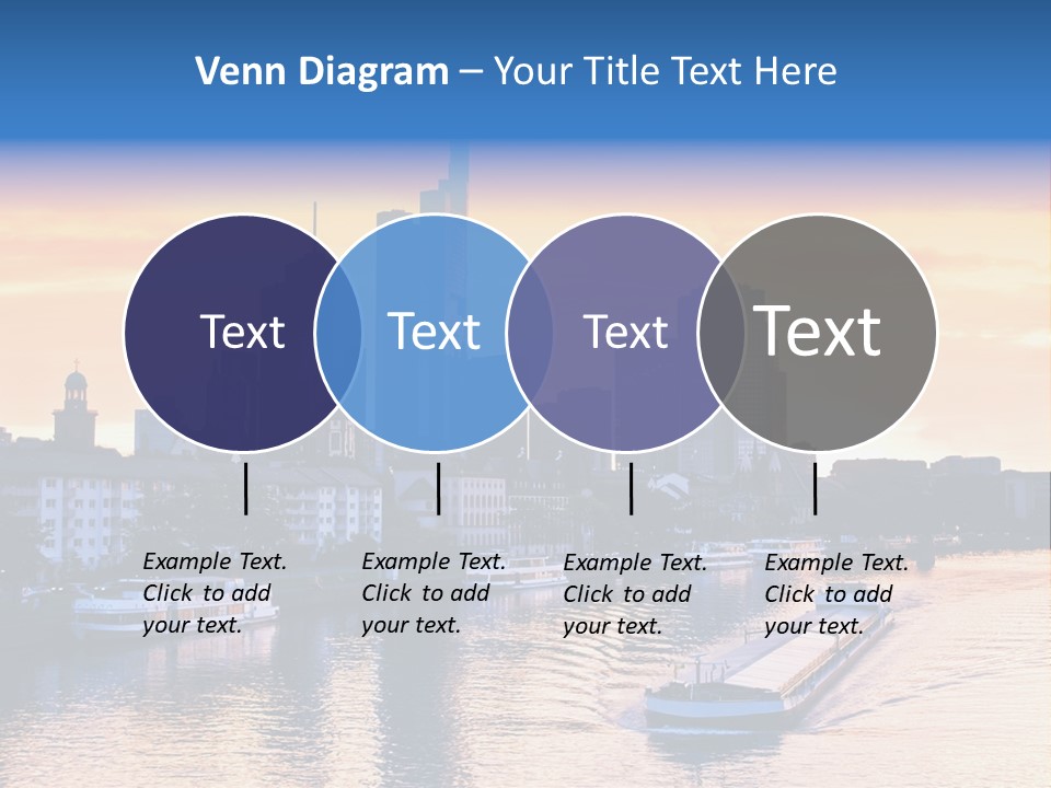A Boat Traveling Down A River With A City In The Background PowerPoint Template