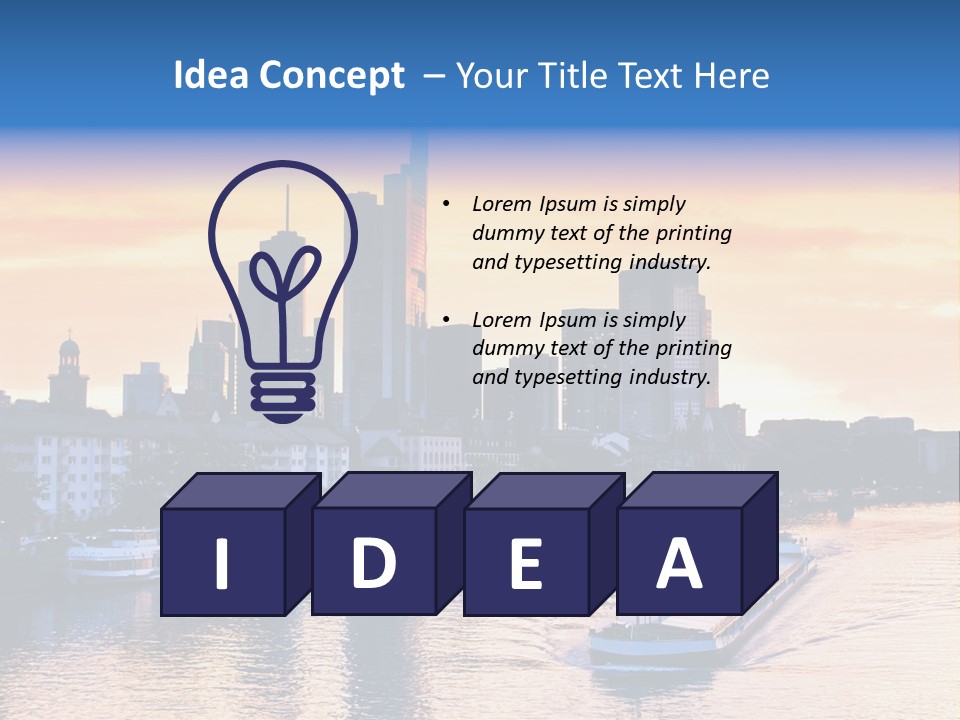 A Boat Traveling Down A River With A City In The Background PowerPoint Template