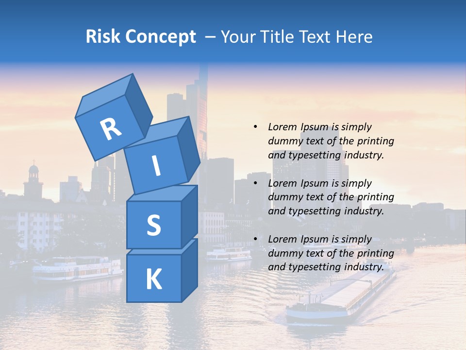 A Boat Traveling Down A River With A City In The Background PowerPoint Template