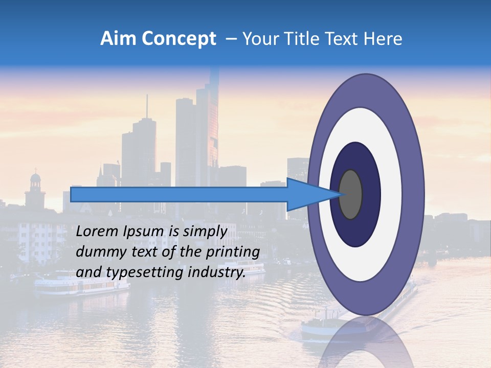 A Boat Traveling Down A River With A City In The Background PowerPoint Template