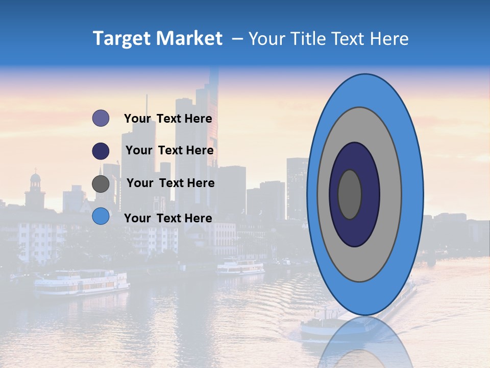 A Boat Traveling Down A River With A City In The Background PowerPoint Template