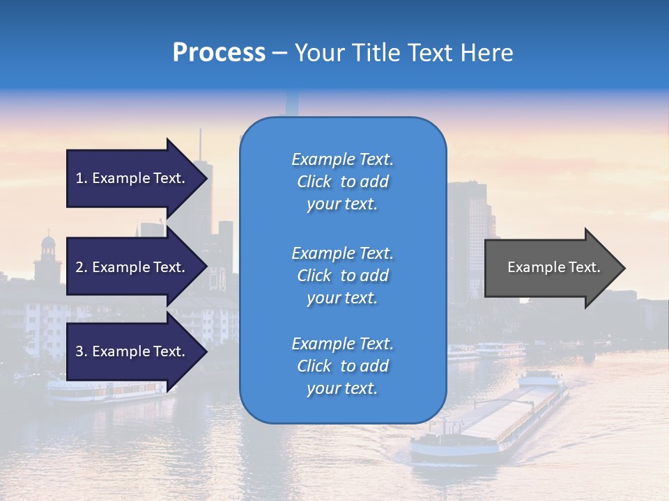 A Boat Traveling Down A River With A City In The Background PowerPoint Template