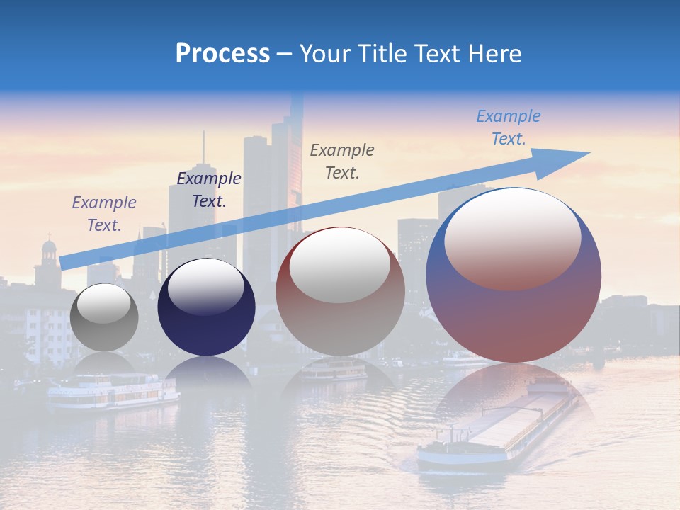 A Boat Traveling Down A River With A City In The Background PowerPoint Template