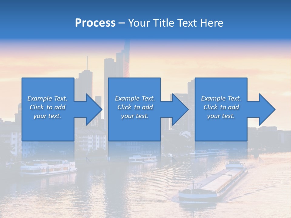 A Boat Traveling Down A River With A City In The Background PowerPoint Template