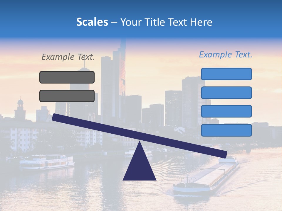 A Boat Traveling Down A River With A City In The Background PowerPoint Template