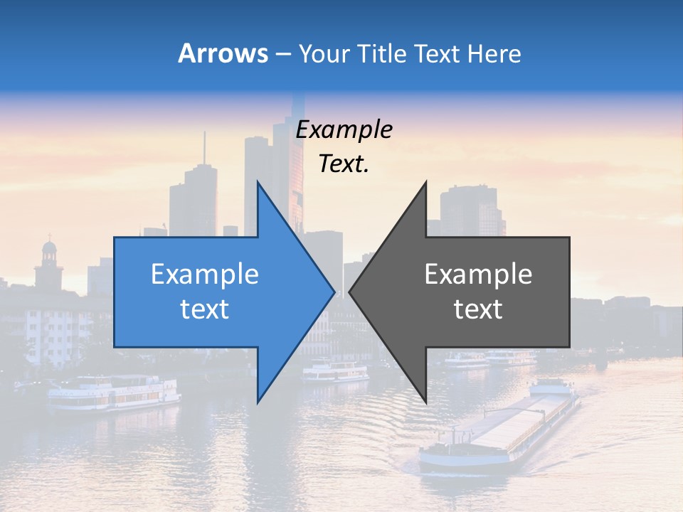 A Boat Traveling Down A River With A City In The Background PowerPoint Template