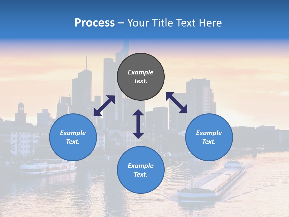 A Boat Traveling Down A River With A City In The Background PowerPoint Template