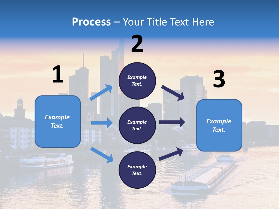 A Boat Traveling Down A River With A City In The Background PowerPoint Template