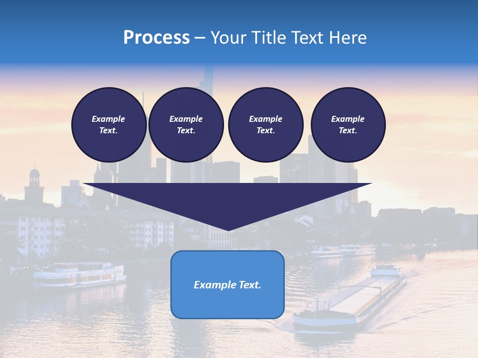 A Boat Traveling Down A River With A City In The Background PowerPoint Template