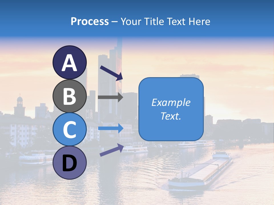 A Boat Traveling Down A River With A City In The Background PowerPoint Template