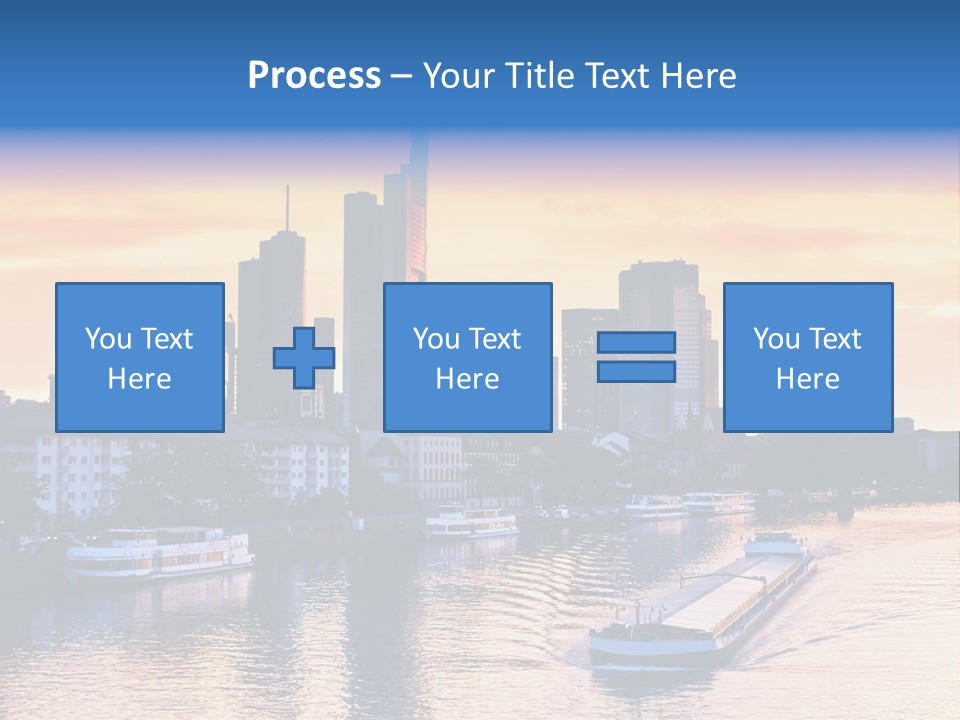 A Boat Traveling Down A River With A City In The Background PowerPoint Template