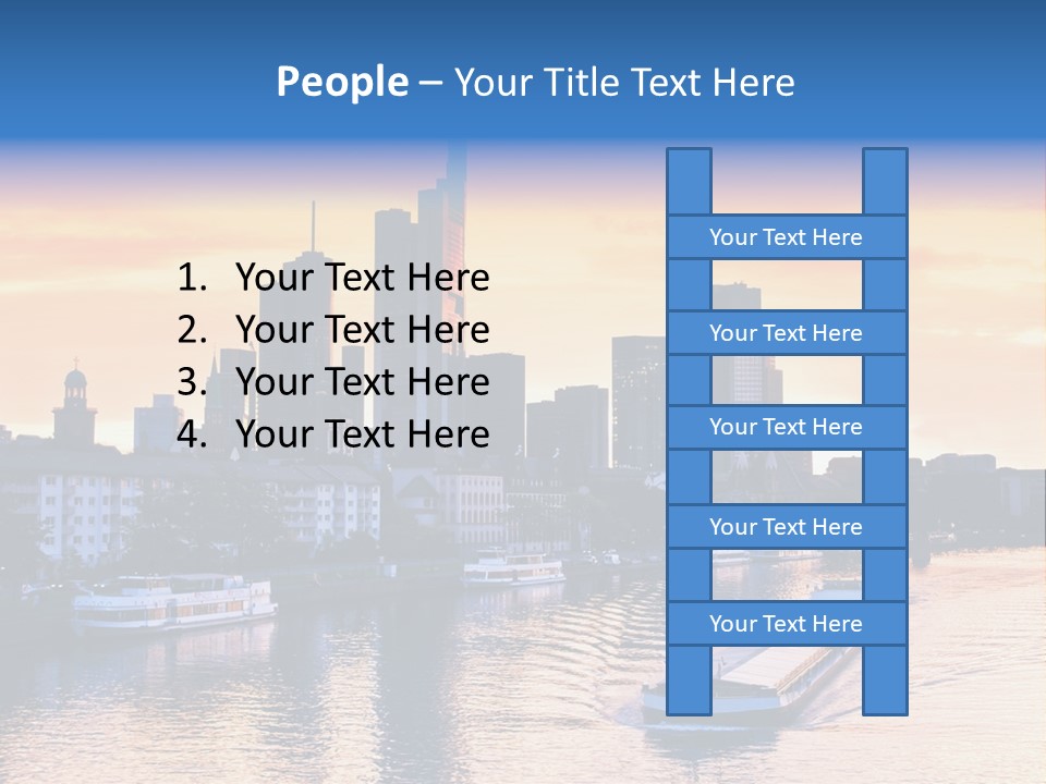A Boat Traveling Down A River With A City In The Background PowerPoint Template