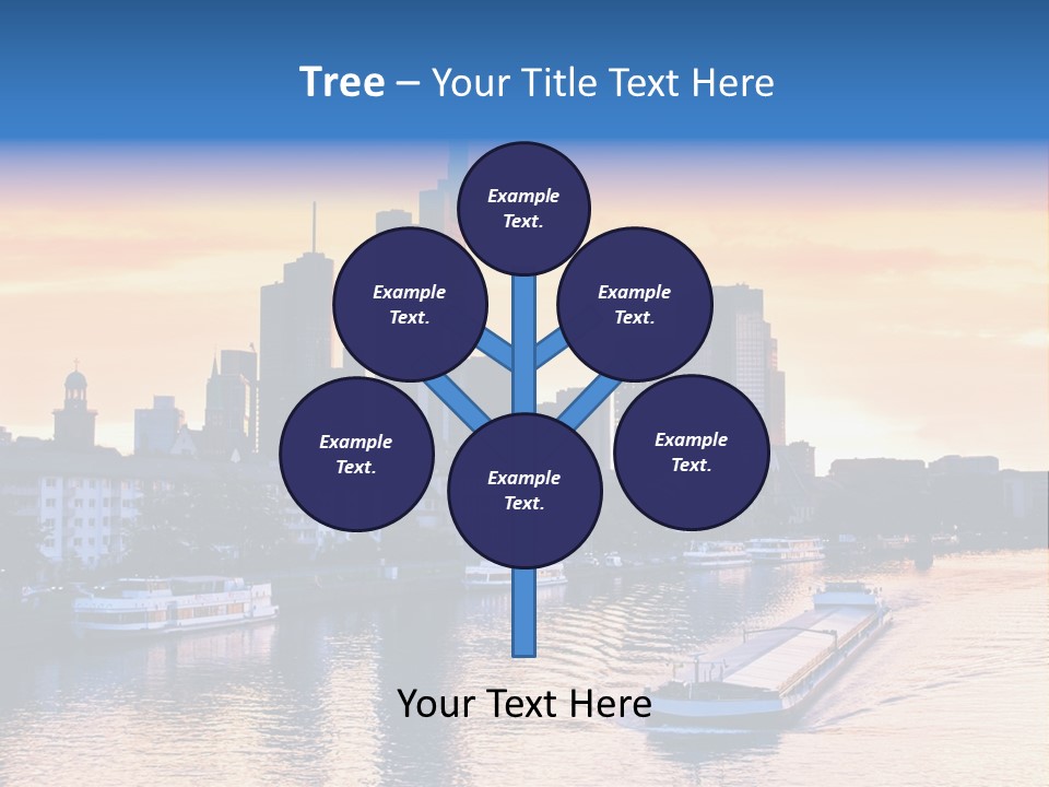 A Boat Traveling Down A River With A City In The Background PowerPoint Template