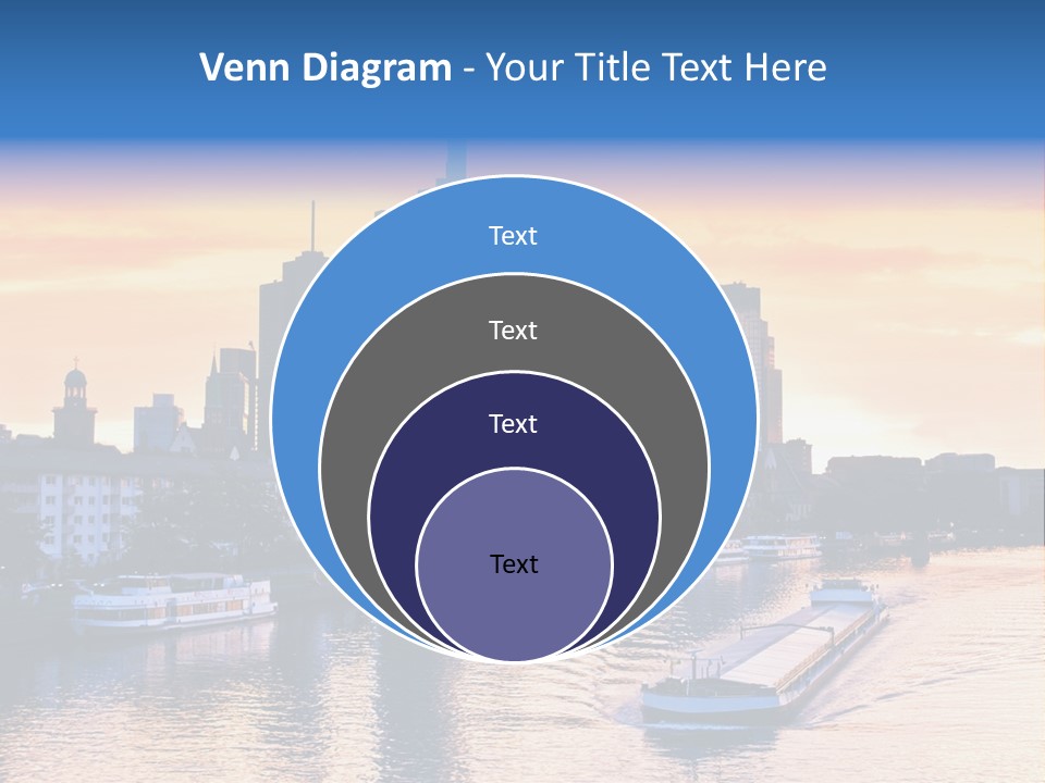 A Boat Traveling Down A River With A City In The Background PowerPoint Template