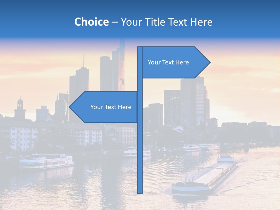 A Boat Traveling Down A River With A City In The Background PowerPoint Template