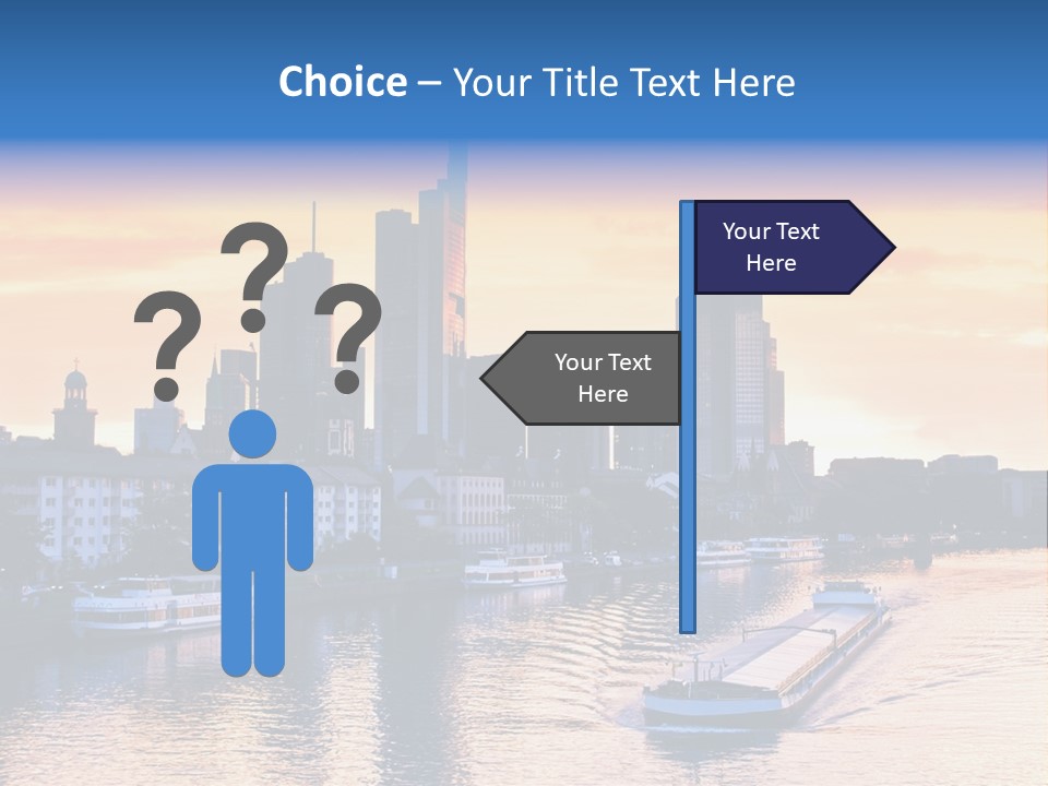 A Boat Traveling Down A River With A City In The Background PowerPoint Template