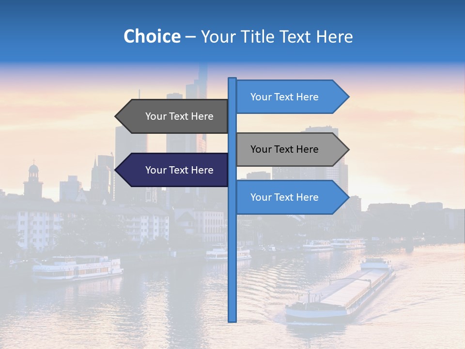 A Boat Traveling Down A River With A City In The Background PowerPoint Template