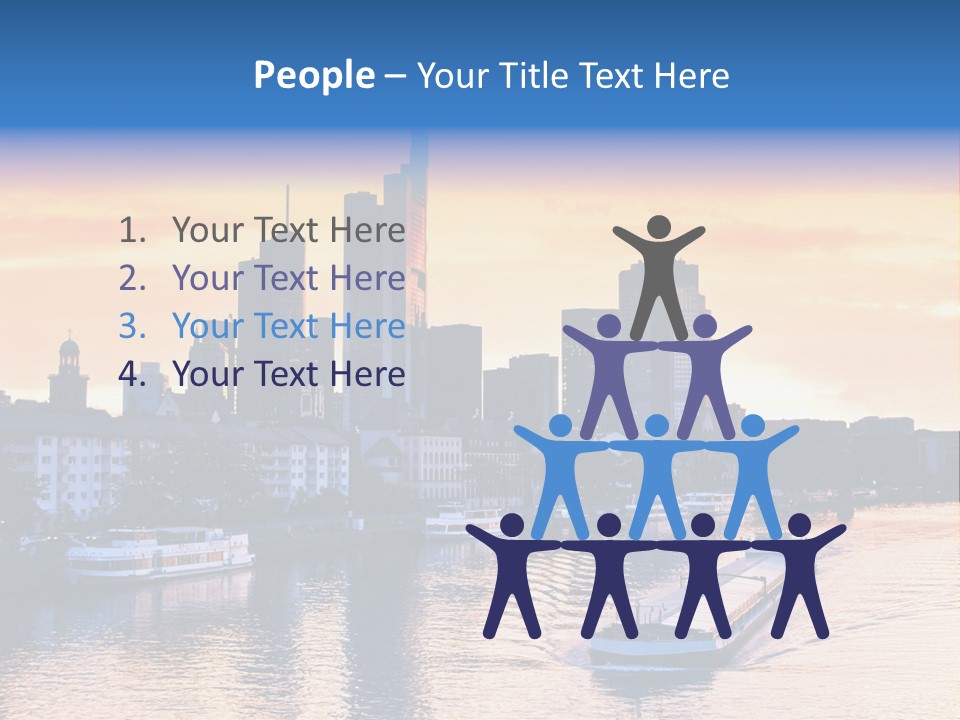 A Boat Traveling Down A River With A City In The Background PowerPoint Template