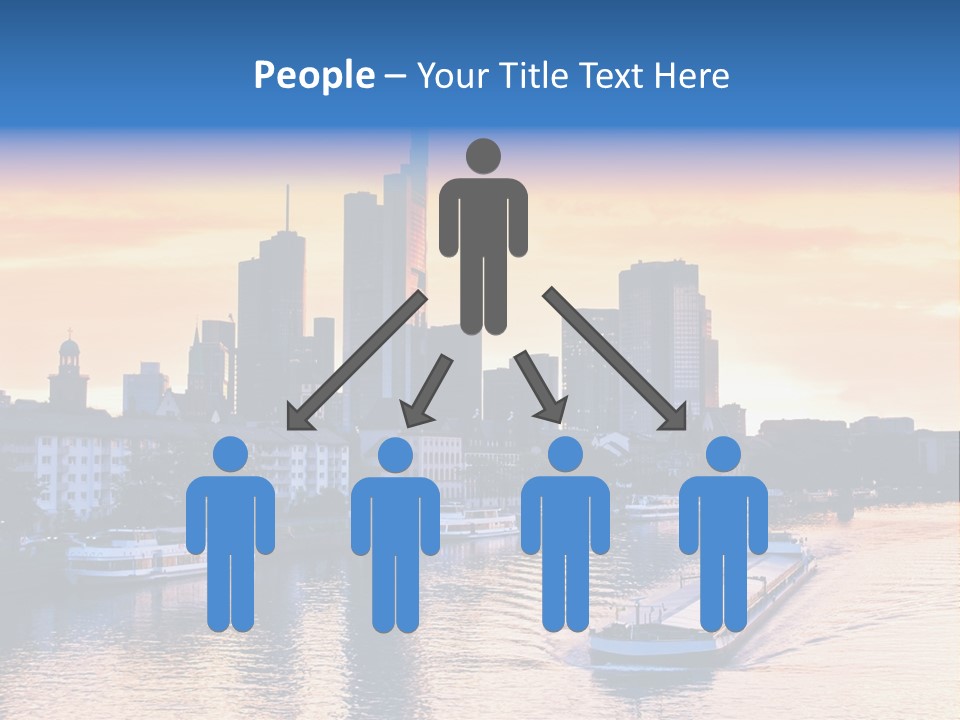 A Boat Traveling Down A River With A City In The Background PowerPoint Template