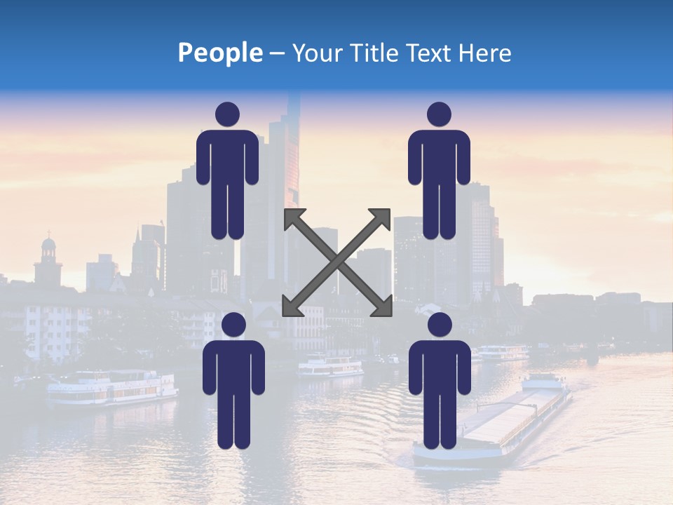 A Boat Traveling Down A River With A City In The Background PowerPoint Template