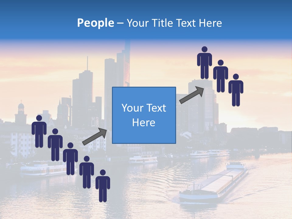 A Boat Traveling Down A River With A City In The Background PowerPoint Template