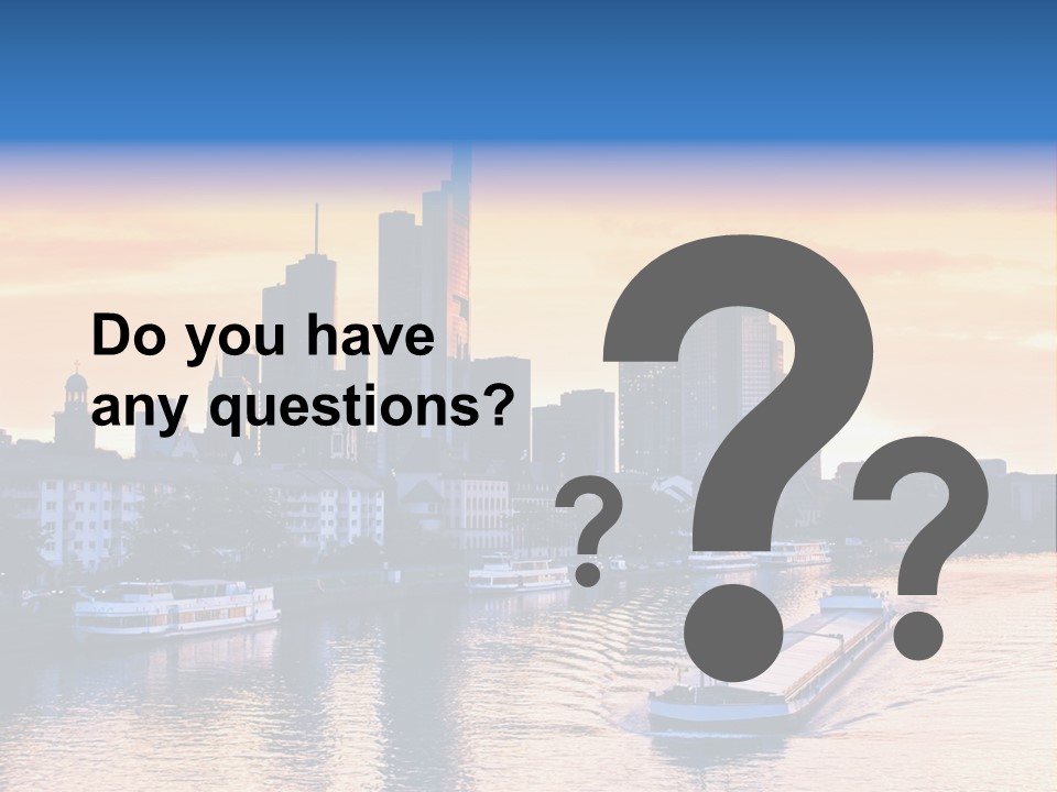A Boat Traveling Down A River With A City In The Background PowerPoint Template