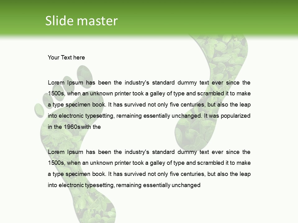 A Green Foot Print With A White Background PowerPoint Template