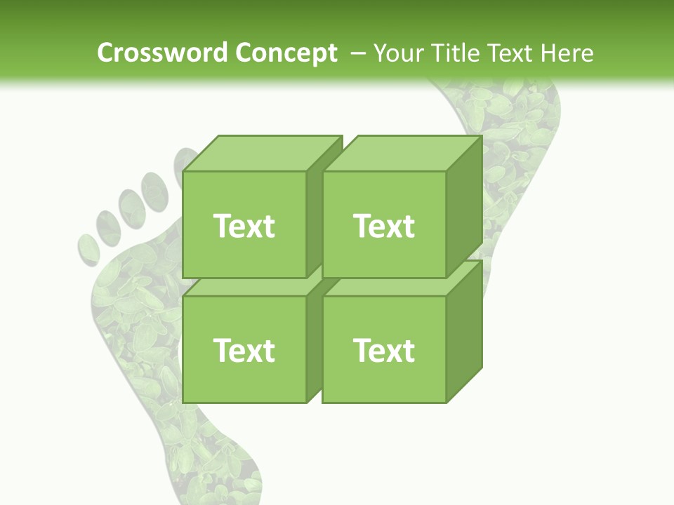 A Green Foot Print With A White Background PowerPoint Template