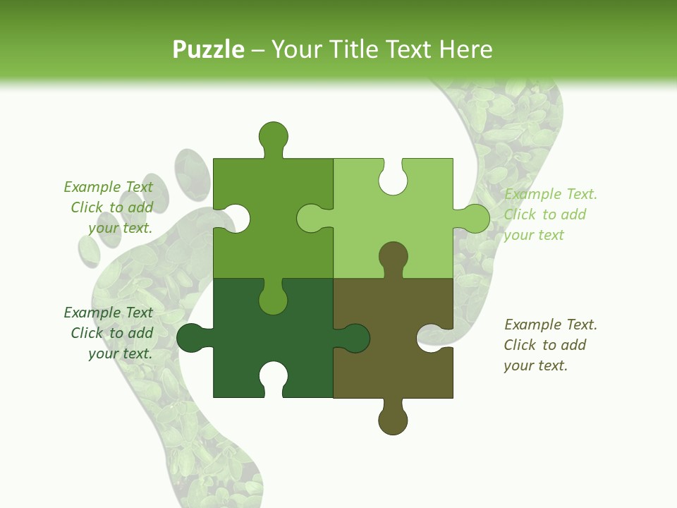 A Green Foot Print With A White Background PowerPoint Template