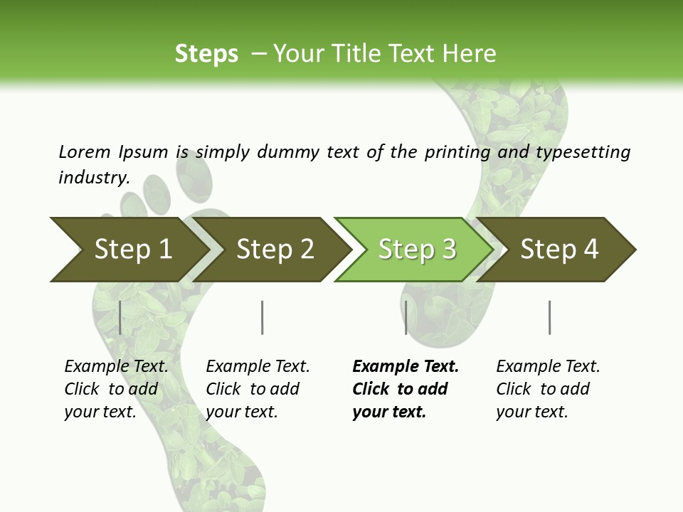 A Green Foot Print With A White Background PowerPoint Template