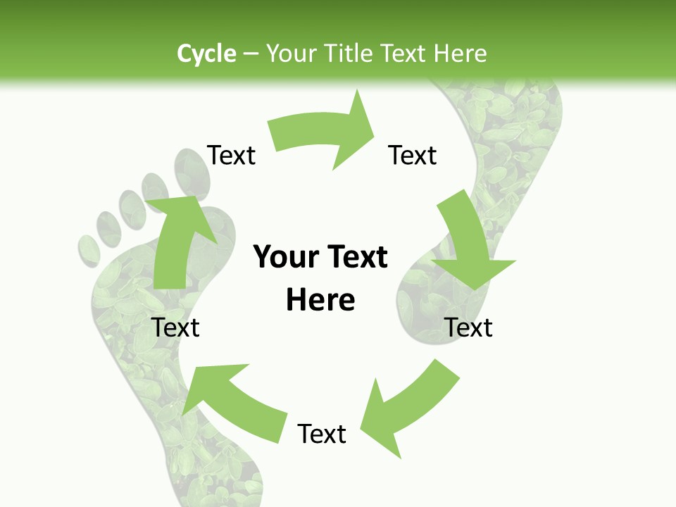 A Green Foot Print With A White Background PowerPoint Template