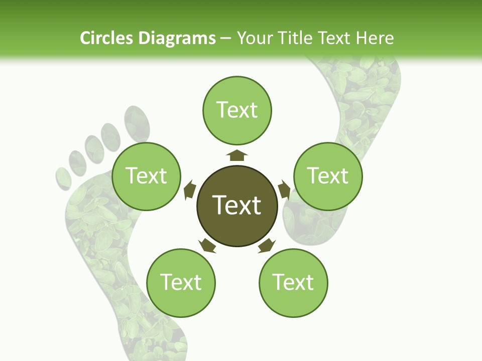 A Green Foot Print With A White Background PowerPoint Template