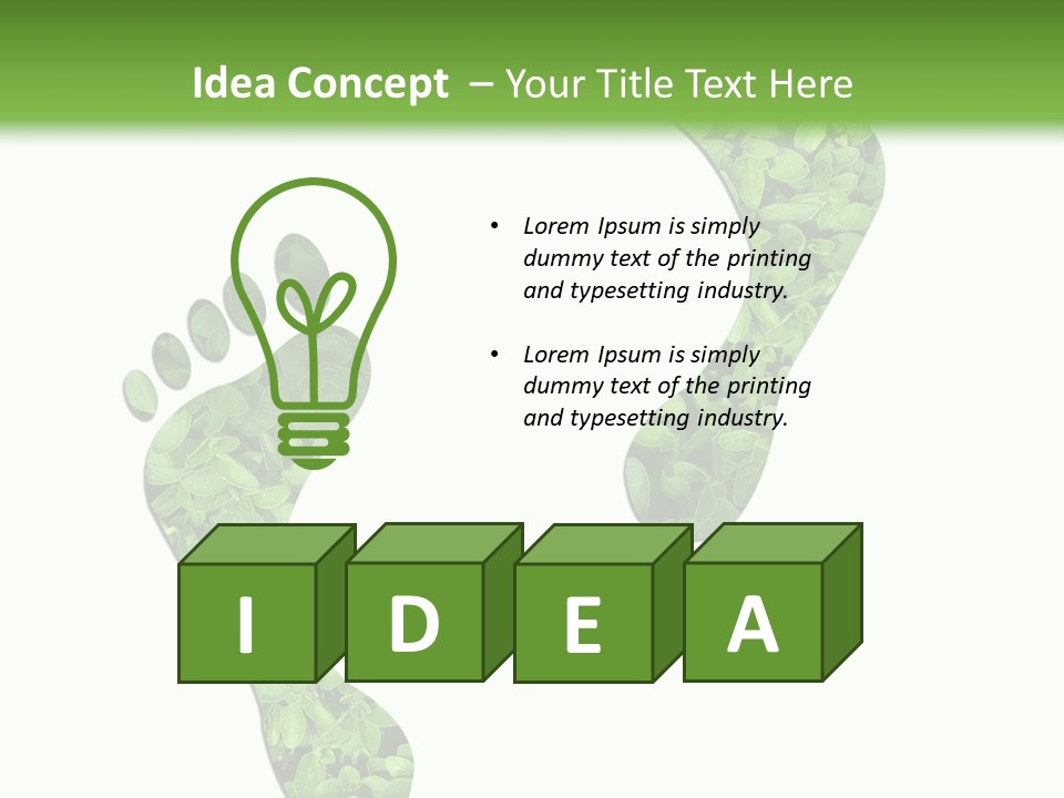 A Green Foot Print With A White Background PowerPoint Template