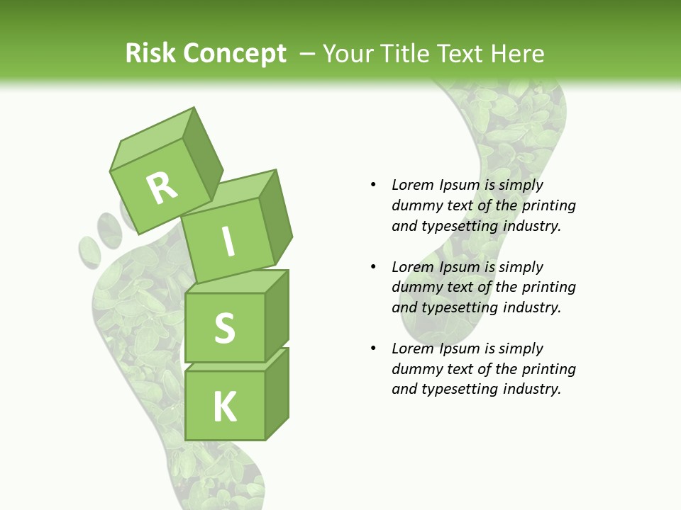 A Green Foot Print With A White Background PowerPoint Template