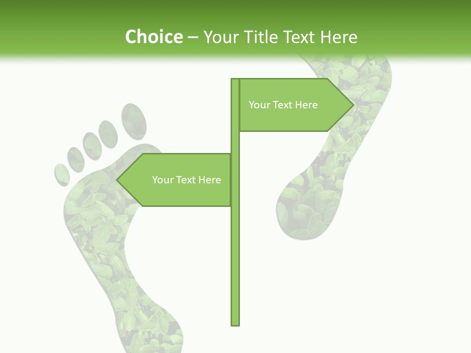 A Green Foot Print With A White Background PowerPoint Template