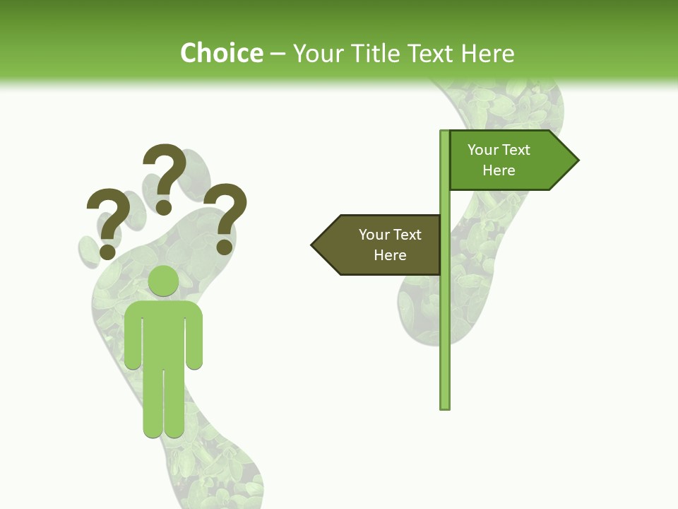 A Green Foot Print With A White Background PowerPoint Template