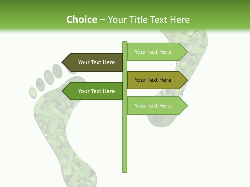 A Green Foot Print With A White Background PowerPoint Template