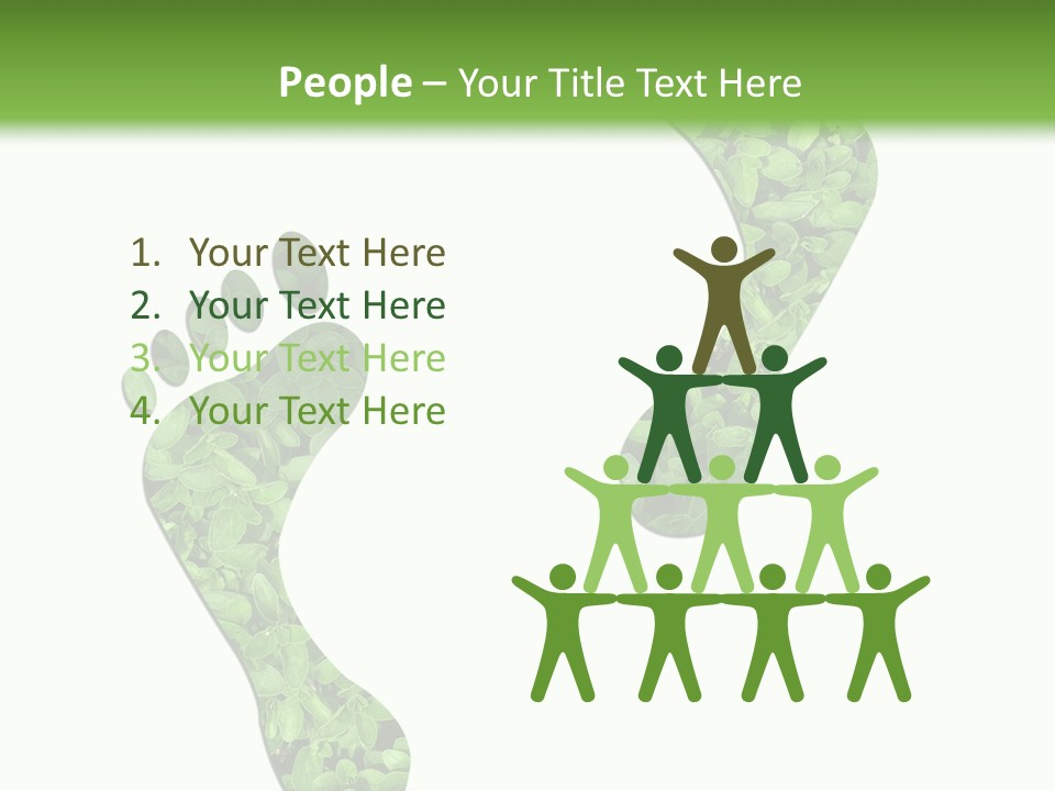 A Green Foot Print With A White Background PowerPoint Template