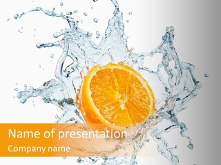 An Orange Being Dropped Into A Body Of Water PowerPoint Template