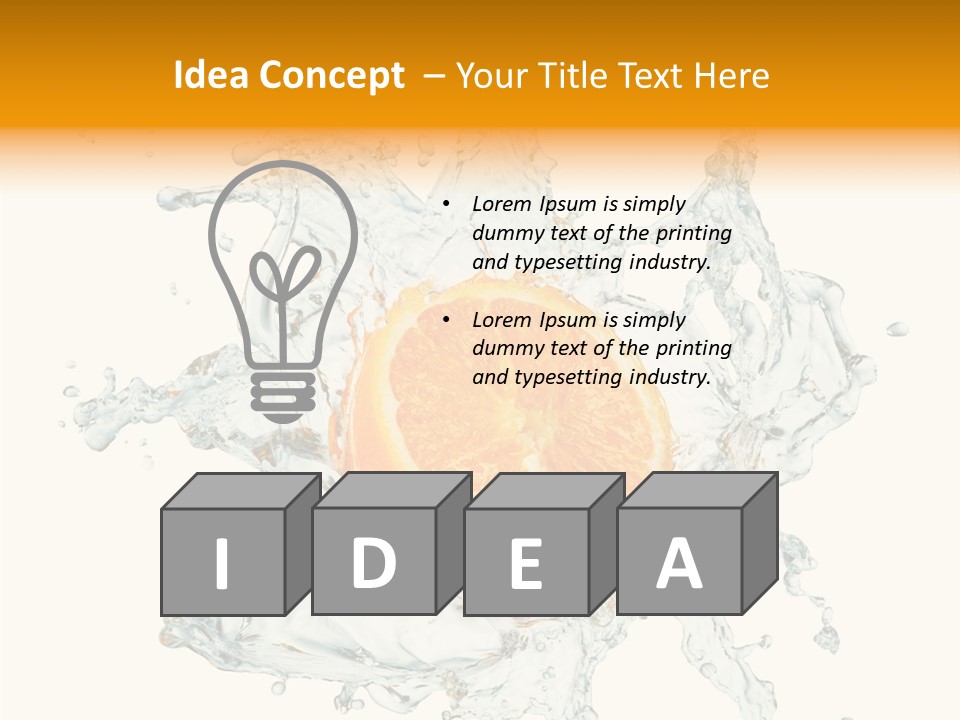 An Orange Being Dropped Into A Body Of Water PowerPoint Template