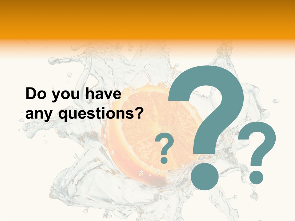 An Orange Being Dropped Into A Body Of Water PowerPoint Template