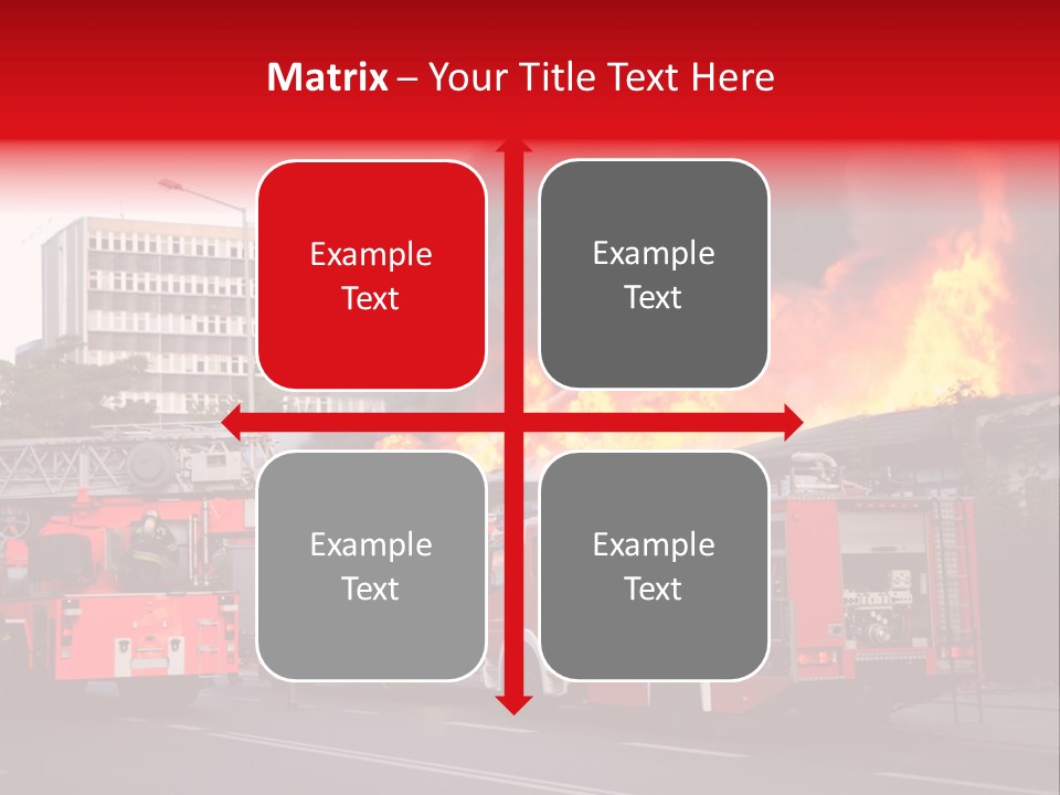 A Red Fire Truck With Black Smoke Coming Out Of It PowerPoint Template