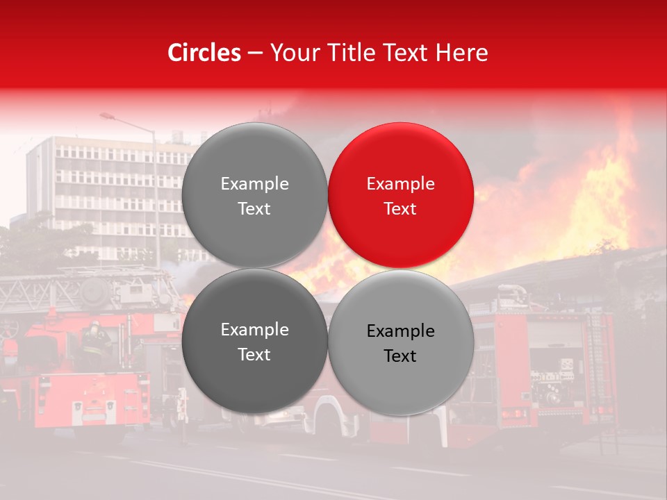 A Red Fire Truck With Black Smoke Coming Out Of It PowerPoint Template