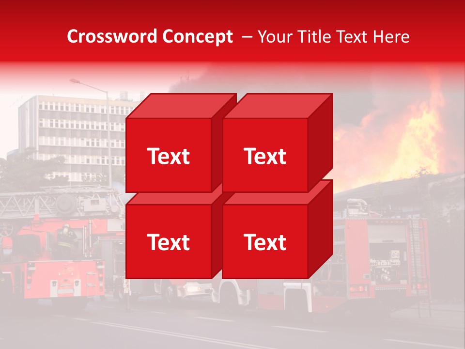A Red Fire Truck With Black Smoke Coming Out Of It PowerPoint Template