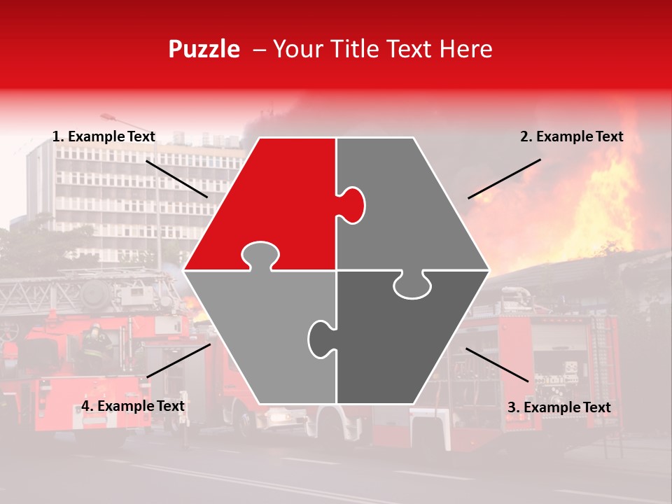 A Red Fire Truck With Black Smoke Coming Out Of It PowerPoint Template