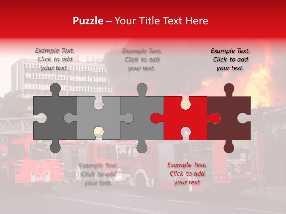 A Red Fire Truck With Black Smoke Coming Out Of It PowerPoint Template