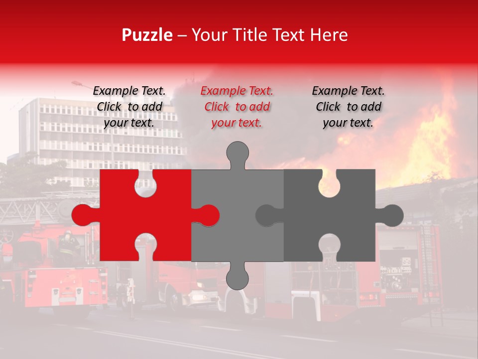 A Red Fire Truck With Black Smoke Coming Out Of It PowerPoint Template